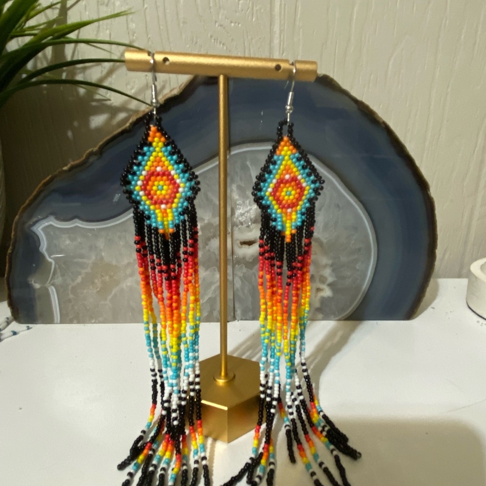 Multicolor Beaded Statement Earrings